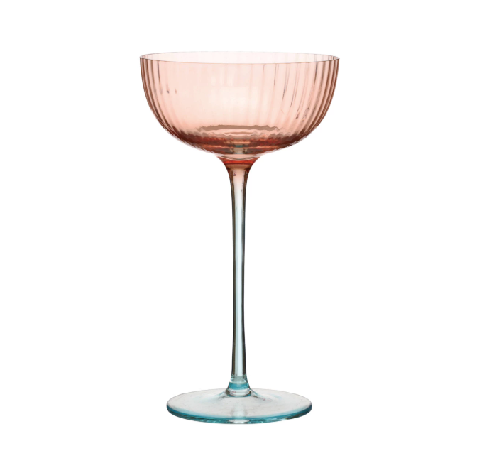 Two-Tone Stemmed Fluted Coupe Glass