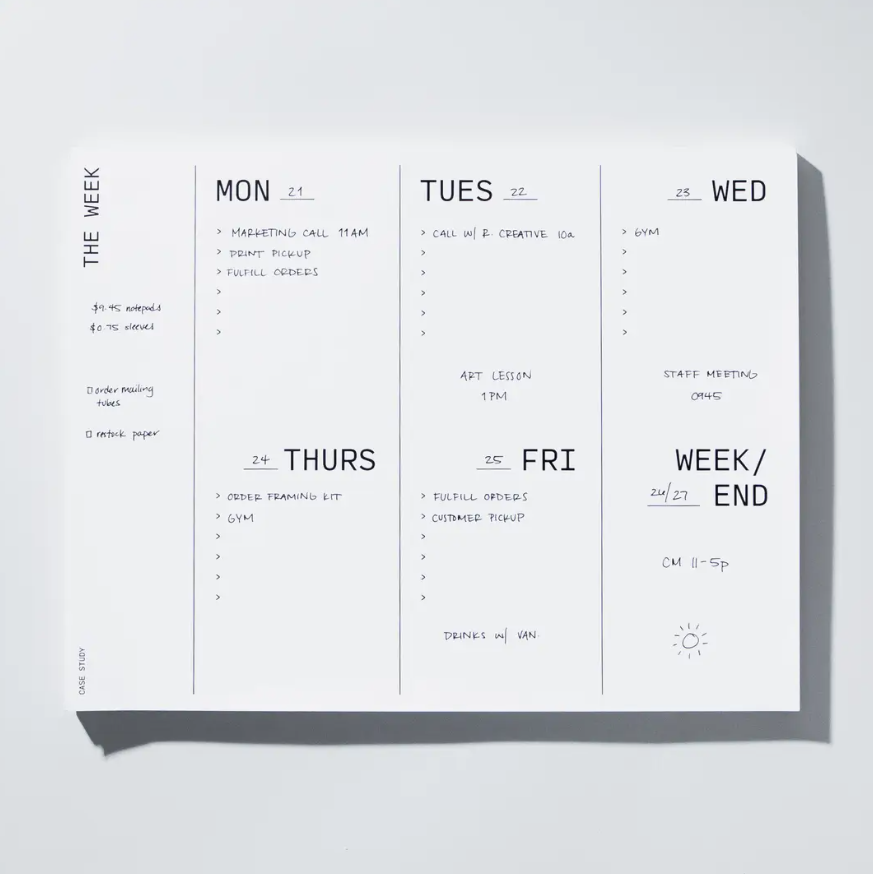 Large Weekly Desk Planner Notepad