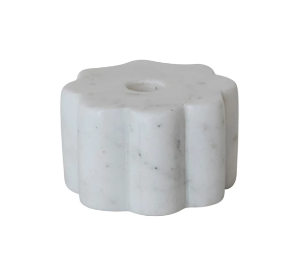 Marble Scalloped Taper Candle Holder