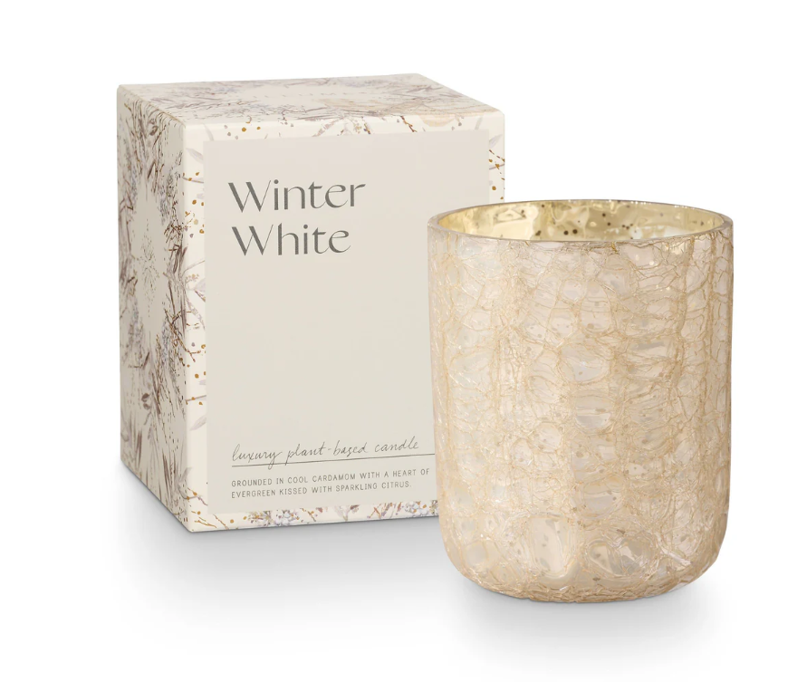 Winter White Crackle Class Candle (sm)