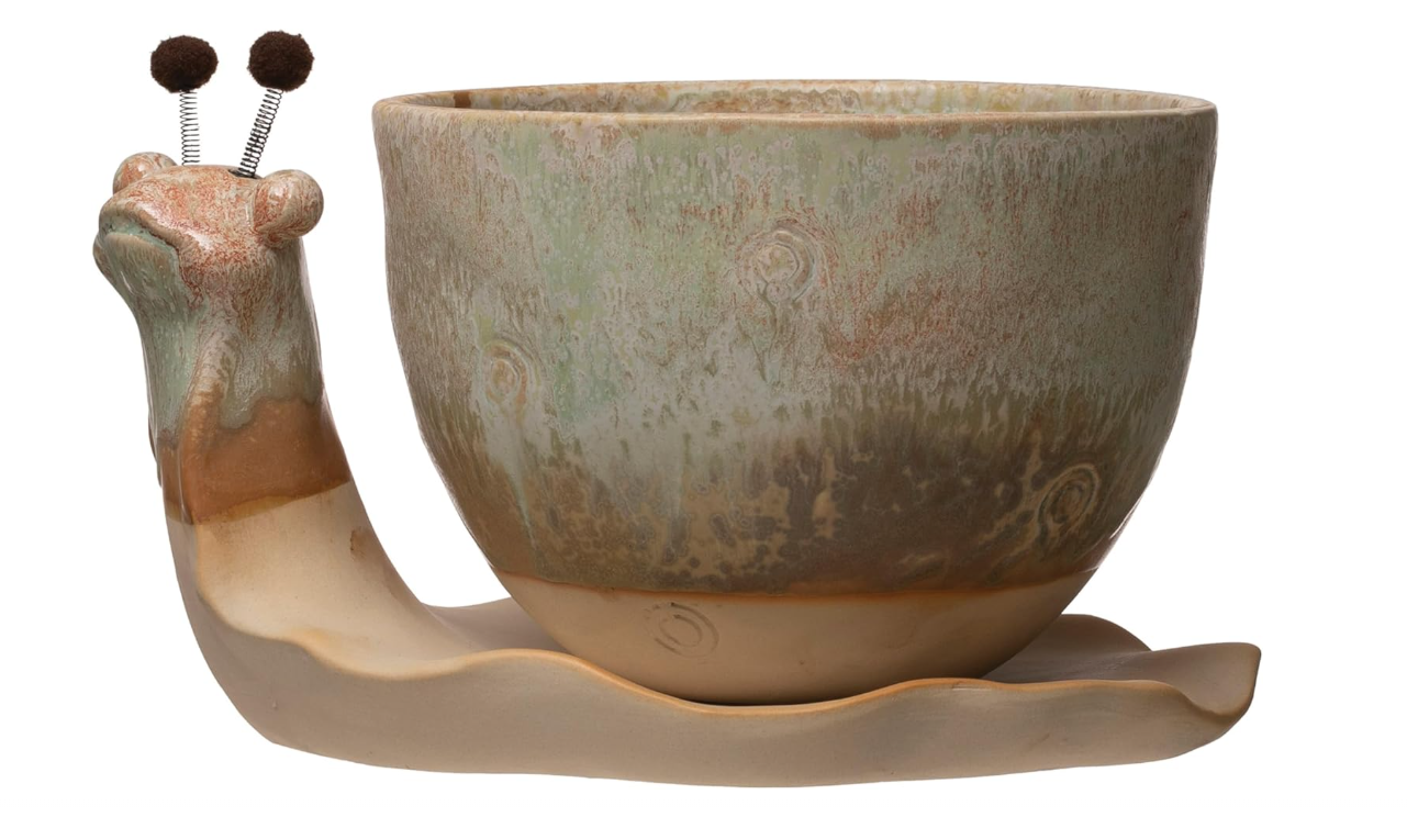 Stoneware Snail Planter