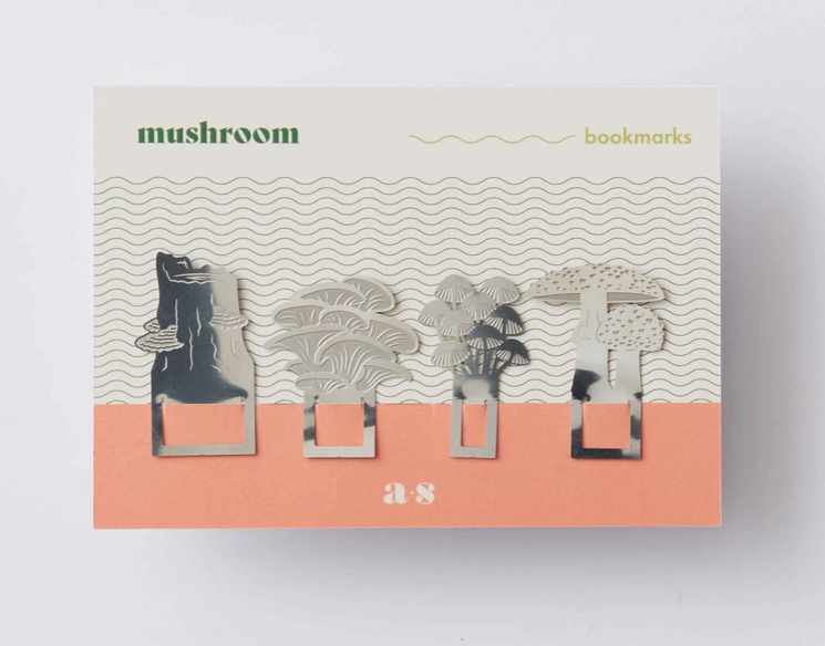 Mushroom Bookmarks, Fungi Metal Page Markers
