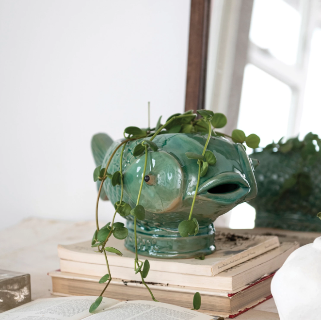 Debossed Stoneware Fish Planter