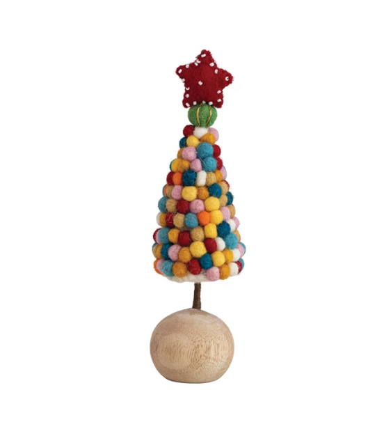 Handmade Wool Felt Pom Pom Tree