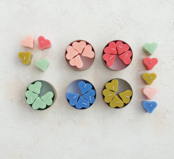 Heart Shaped Unscented Candles - Set of 5