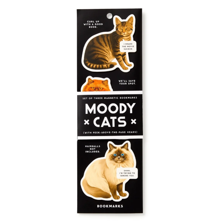 Moody Cats Magnetic Bookmarks