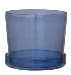 Hand-Blown Recycled Glass Planters with Saucer