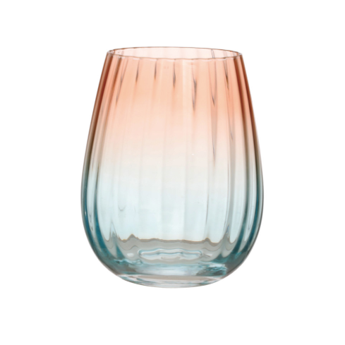 Two-Toned Stemless Fluted Wine Glass