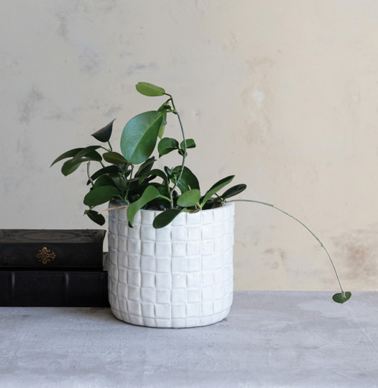 Woven Texture Stoneware Planter