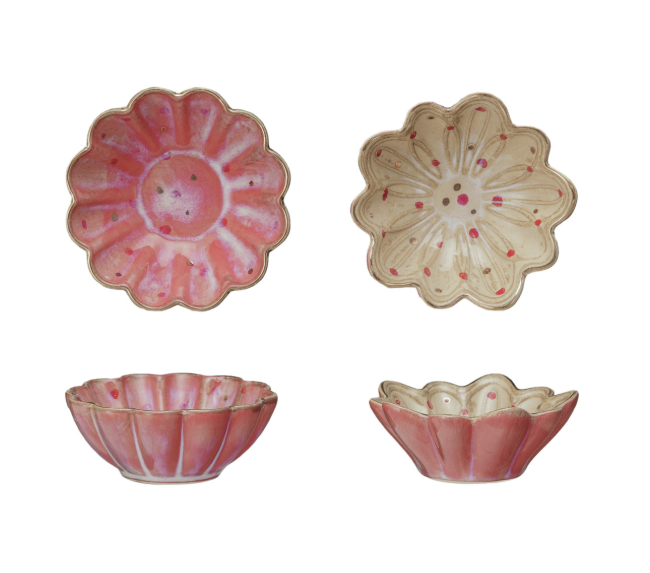 Stoneware Dish with Hand-Painted Dots