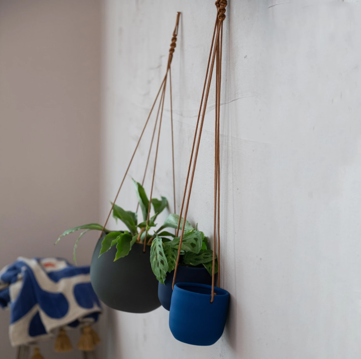 Hanging Planter with Leather Rope