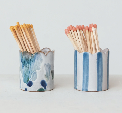 Stoneware Matchstick Holder w/ Striker
