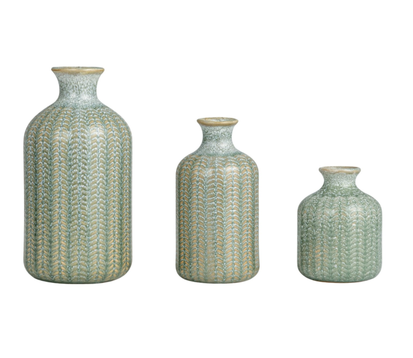 Embossed Stoneware Vases