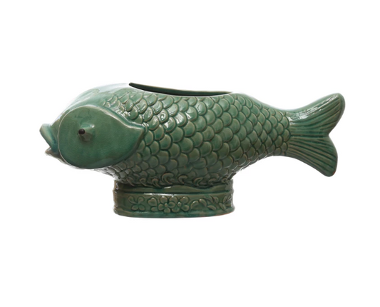 Debossed Stoneware Fish Planter