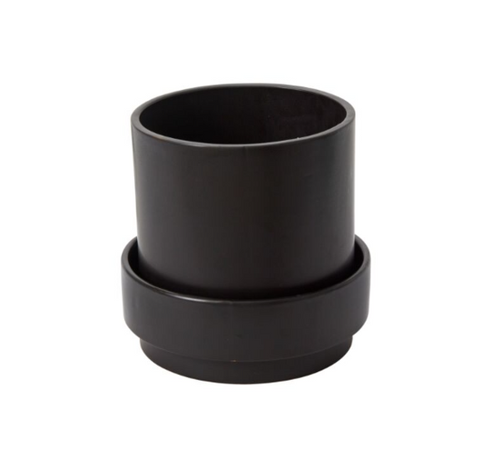 Medium Claxton Pot with Saucer - Black