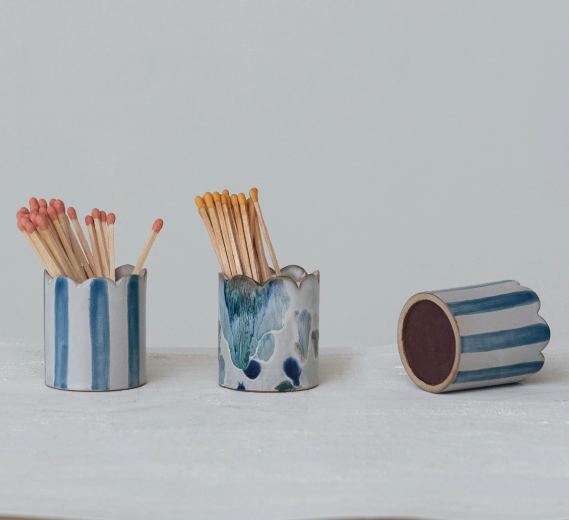 Stoneware Matchstick Holder w/ Striker