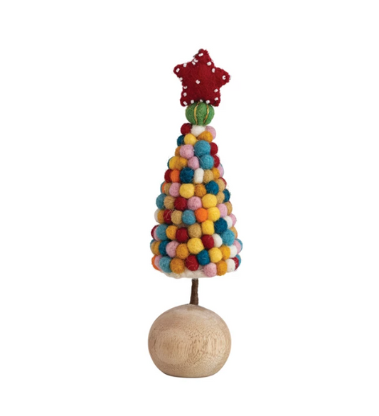 Handmade Wool Felt Pom Pom Tree
